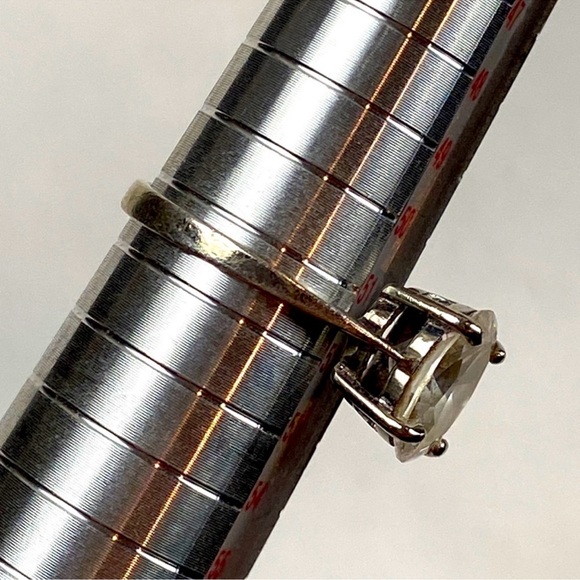 Cubic zirconia faceted solitaire 925 sterling silver ring artist initials SU - Picture 8 of 8